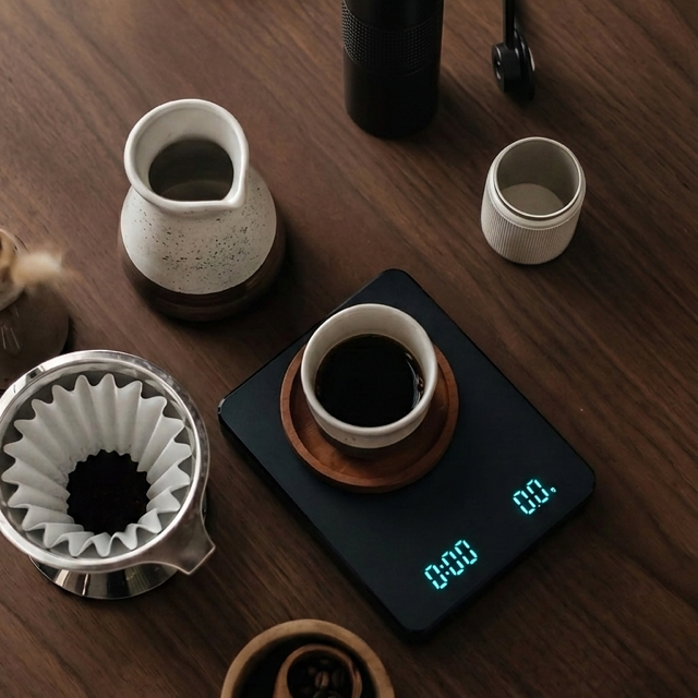Balance à Café Digitale avec Minuteur | Alimentation (Piles)